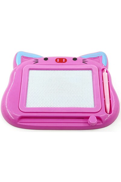dalip Magnetic Drawing and Writing Board - Cat Model, with Stylus, 23.2x18.5 cm, Fuchsia