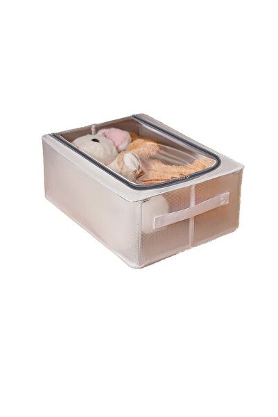 Flippy Storage Box for Shoes Clothes, Two-Way Zipper, 40 x 30 x 15 cm Transparent