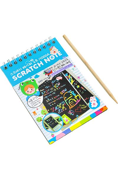 OEM DIY Magic Scratch Scratch Book, 12 Pages, Rainbow, Wooden Pencil, Paper