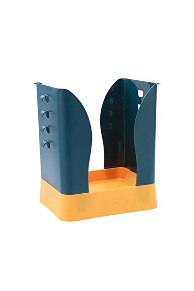 Flippy Expandable Trash Can, Flippy, Adjustable, Foldable, Versatile, for Kitchen, 21x25x17 cm, Blue Yellow