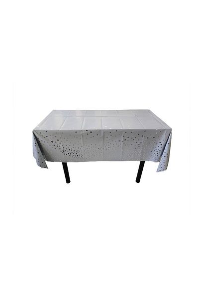 OEM Tablecloth, Foil, Gold Stars Print, Waterproof, 137 x 183 cm, White
