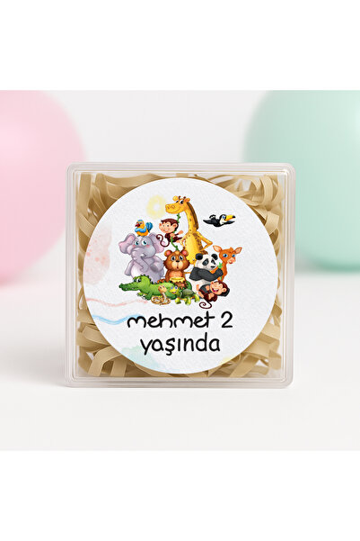 repro design Kişiye Özel Safari Temalı Doğum Günü Temalı Baskılı Yapışkanlı E...