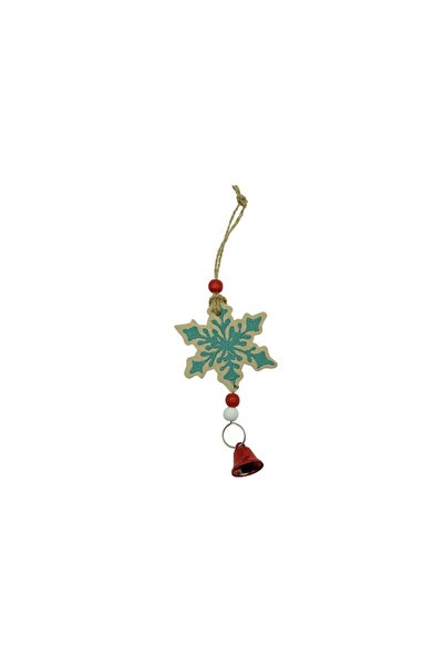 The Hub Ornament de brad fulg de nea, multicolor, lemn, 18 cm