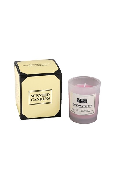 Flippy Scented Candle, Translucid Jar, 6.2 x 5.2 cm, Rose, Pink