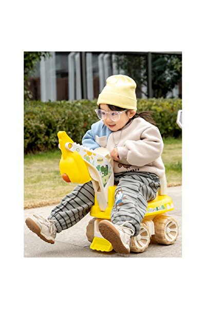 Flippy Excavator pentru copii, Flippy, muzică și lumini, rotație 360 de grade, 4 roți, galben