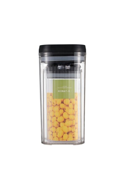 Flippy food storage set, 2 containers (1.2 L & 2.5 L), transparent with black lids