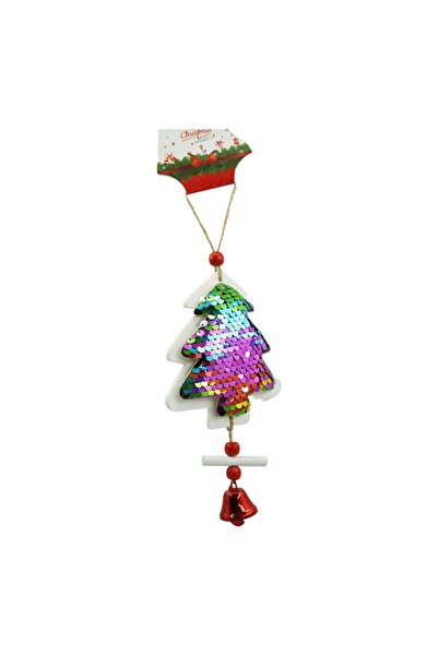 Flippy multicolor wooden sequin Christmas tree ornament, 18 cm
