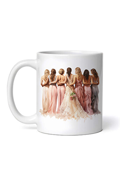 OEM Εξατομικευμένη Λευκή Κούπα, Νύφη και Πέντε Παράνυμφοι, Inovatix®. 330ml