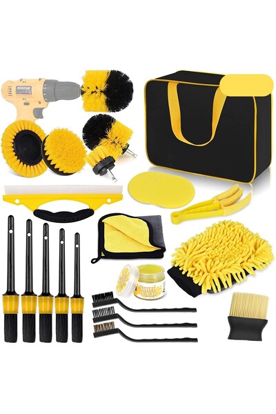 Flippy 23 Accesorii de curățare auto, Flippy, Microfibră, Interior/Exterior, 30 x 24 x 12 cm, Galben/Negru