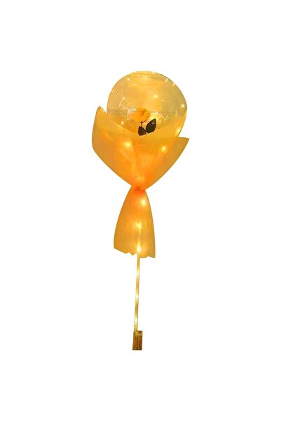 Flippy Decorative Bouquet - Rose in Balloon with LED Lights, 35 cm, Champagne
