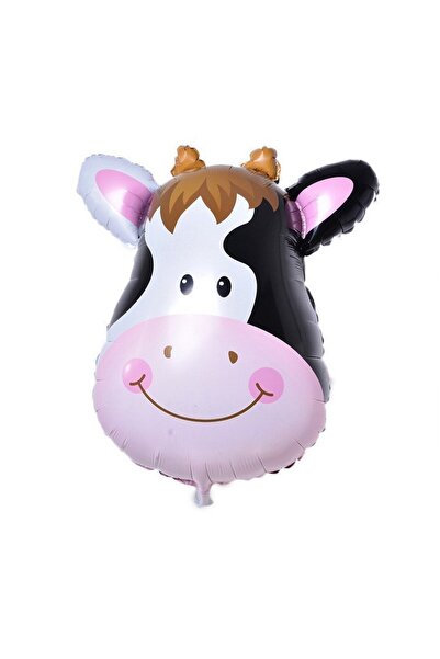 Flippy Flippy Metallic Foil Balloon, Mini Animal Figurines, Cow, Birthday, 45x40 cm, Multicolor