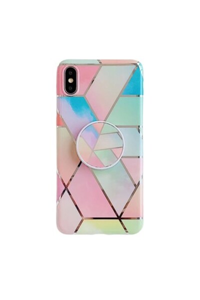 Flippy Protective Case for Apple iPhone 11Pro Soft IMD TPU Marble Geometric Pink Stand included