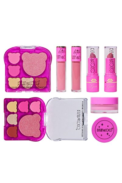 SOHO Set of 6 Makeup Products, KEVIN & COCO, Pink Bear, 16.2 x 16 x 2.5 cm