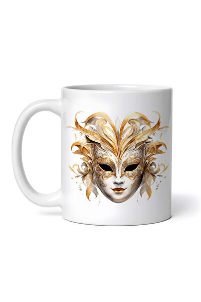 OEM Cană albă personalizată, mască festivă, Inovatix®. 330 ml