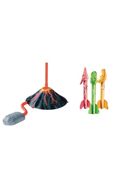 Flippy Rocket Launcher for Kids, Single Launcher with 3 Light-Up Dinosaur Rockets, 30 cm Height, Mul