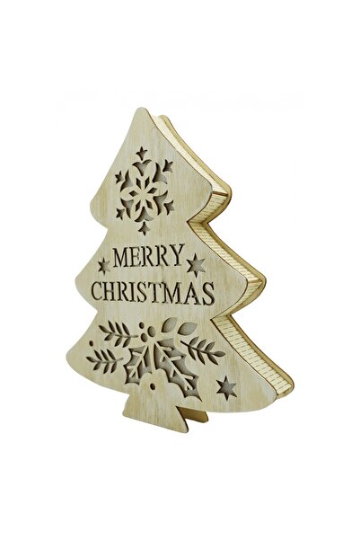 OEM Luminous decoration, Christmas tree model with Marry Christmas inscription, white, length: 19 cm, width: 3