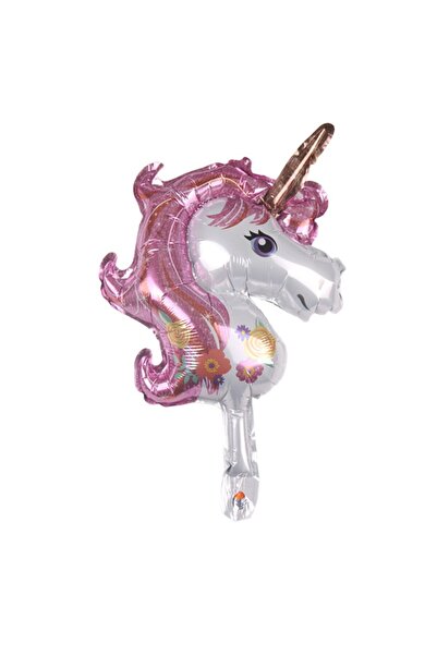 Teo Balon din Folie Metalizata, , Figurina Unicorn, Tema Animalute, 30 cm, Am...