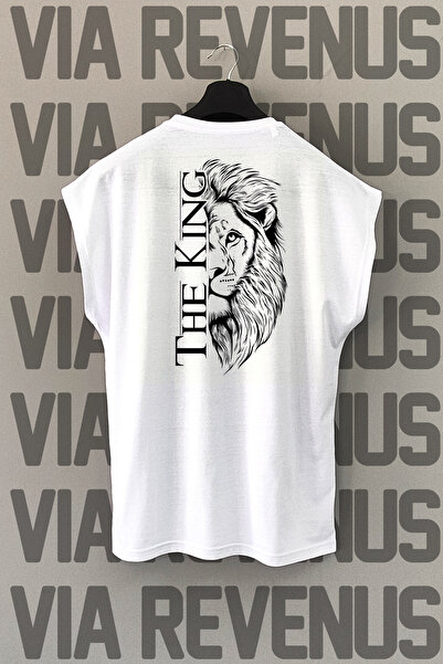 Vordevia Tricou sport cu mânecă zero cu imprimeu pe spate The King