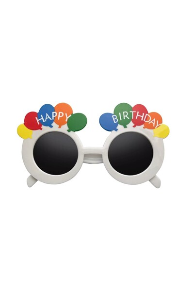 Flippy Round Happy Birthday Glasses Flippy, Birthday Theme, Sun Protection, Plastic, 18.5x11.5 cm, White