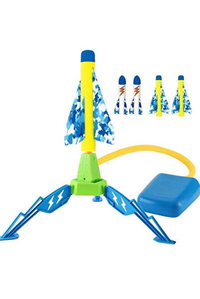 Flippy Foot-operated Rocket Launcher Toy, 4 Rockets, 40.5 cm, Multicolor