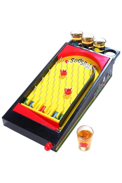 Flippy Board Game Pinball With Shot Glasses, Flippy, 40 x 17.7 cm, Yellow, +18 Years