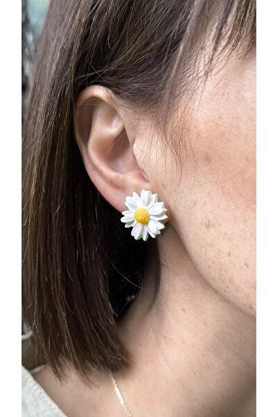 thecolourfully أقراط ديزي البسيطة - أبيض مملح (طين بوليمر - أقراط أظافر، صناع...