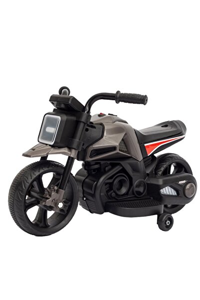 dalip Electric Kids Motorcycle with Training Wheels, Lights & Music, 6V 4.5Ah Battery, Gray/Black
