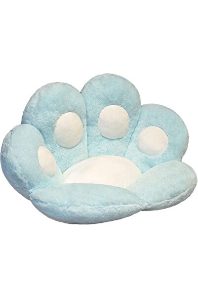 Flippy Decorative Pillow, Flippy, Cat Paw Design, Plush, for Chair/Sofa/Floor, 80 x 70 cm, Light Blue