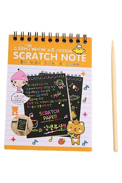 OEM DIY Magic Scratch Scratch Book, 12 Pages, Rainbow, Wooden Pencil, Paper