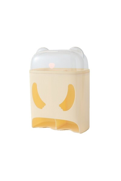 Flippy Storage Box, Flippy, Wall Mount, Adhesive, No Drilling, ABS, Bear Model, 18 x 11 x 25 cm, Cream