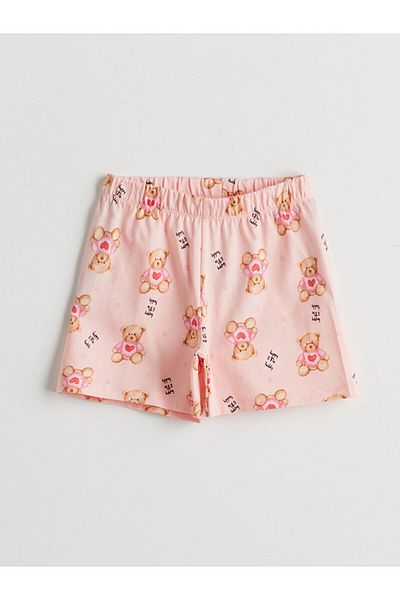 LC Waikiki Pantaloni scurți pentru fete cu imprimeu ursuleț drăguț, pachet de 2