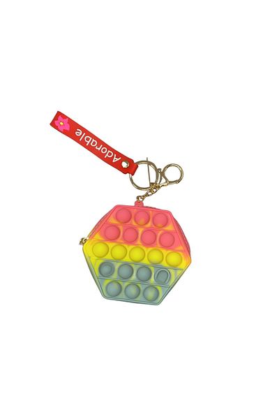 Flippy Jucărie de eliberare a stresului din silicon, Flippy, Pop It Now and Flip It, portofel hexagonal, roz/gri
