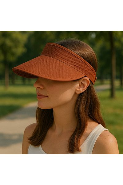 WOHOME Ribbed Back Elastic Visor Crown Visor Hat Unisex