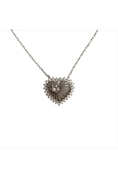 Bibilel Colier Argint 925, Inima cu Floricica 42 cm
