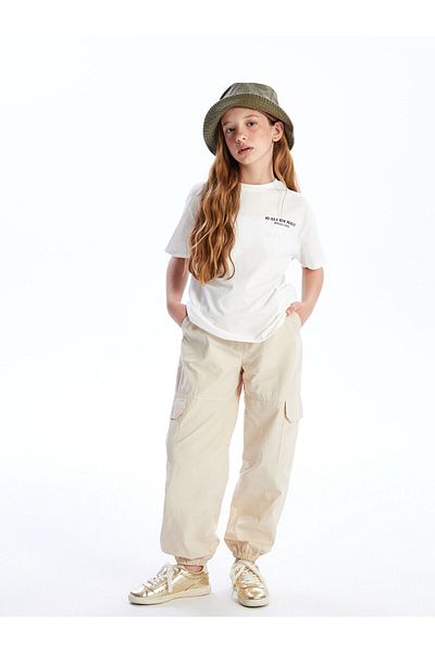 LC Waikiki Girls' Cargo Jogger Pants with Elastic Waist