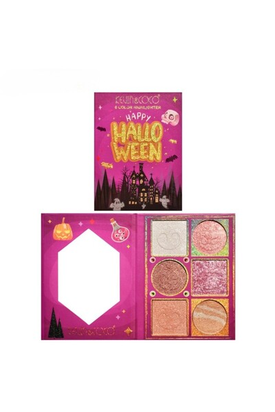 Flippy Paleta de iluminatori Flippy, 6 nuante calde, Varianta A Nud-Rose, 160g, 17,4x11,5x1,3cm, Halloween