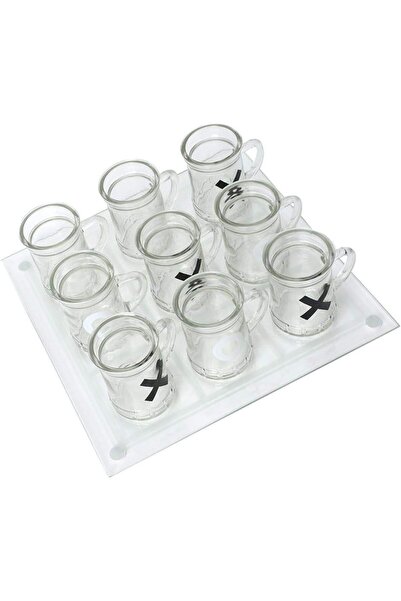 Flippy X and O Flippy Game, with Mini Glass Mugs, 25 x 25 cm, for Parties, Gifts, Transparent