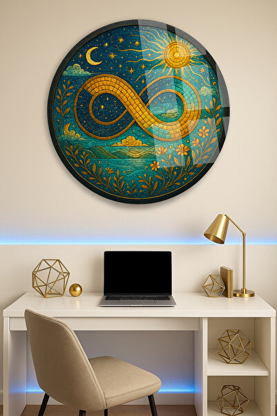 TAULART MOZAİK D Sa deznom ZNAK BESKONAČNOSTI MODERNI OKRUGLI STAKLENI STOL P...