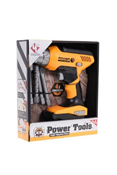 Flippy Children's Drill Toy Set with 4 Interchangeable Bits, Plastic, Interactive, Orange