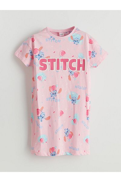 LC Waikiki Crew Neck Stitch Printed Girl's Nightgown