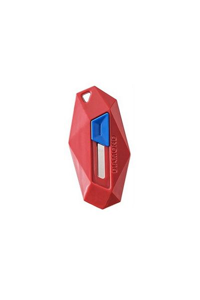 Optim Solution Box Cutter, Rounded Tip and Serrated, Keychain Type, Red