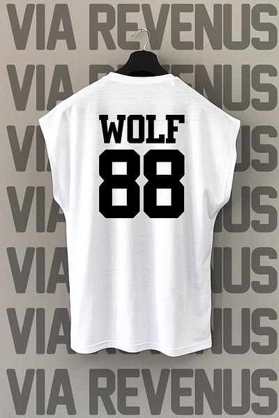 Vordevia Wolf 88 Back Printed Zero Sleeve Crew Neck Sports Tshirt