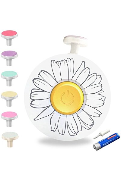 Flippy Flippy Electric File Set, Children and Babies, ABS, USB, Flower Pattern, 6 Accessories, LED Light, White