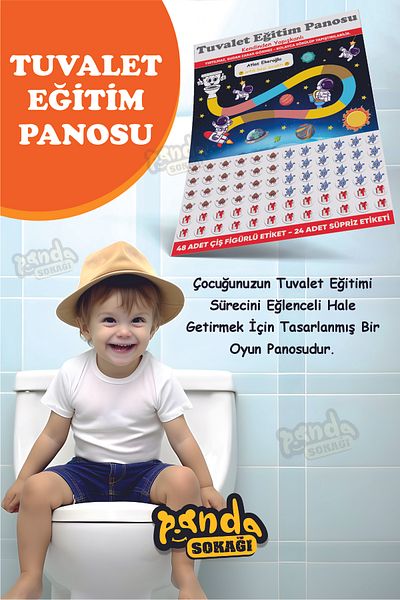 PANDA SOKAĞI Toilet Training Sticker Board Fun and Educational 30X42 Special Cut Self Adhesive Sticker