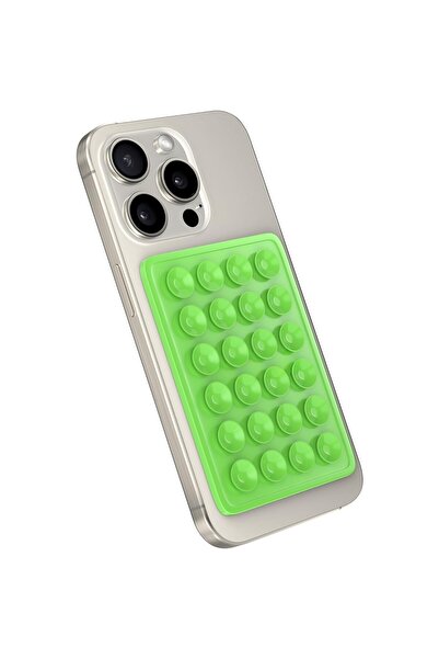 Flippy Universal Adhesive Mount for Phone/Tablet, 24 Suction Cups, Silicone, 8 x 5.5 x 1 cm, Green