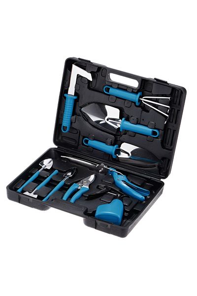 OEM Set of 10 Garden Tools, for Planting, Tilling and Plant Care, Handles
