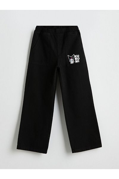 LC Waikiki Pantaloni pentru fetiță cu imprimeu Kuromi cu talie elastică