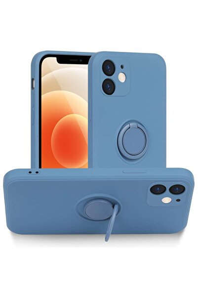 Flippy Husa compatibila iPhone 12 Liquid Silicone Ring, suport rotativ, albas...