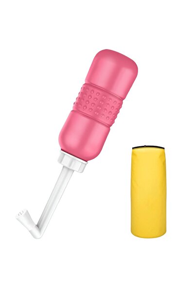 Flippy Bideu portabil pentru igienă intimă, 450 ml, cu capac și inoxidabil galben, 29,5x7 cm, roz