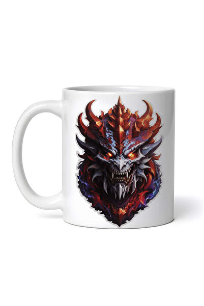 OEM Cană albă personalizată, Mască Demonică Astaroth, INOVATIX®. 330ml